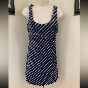 Rachael & Chloe Women's Navy White Layered Tunic Top Blouse Dress Size M